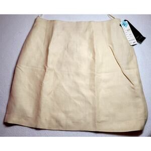 Giorgio Sant Angelo Womens Skirt 14 Linen Blend Vtg Yellow Mini Y2K 90s Preppy